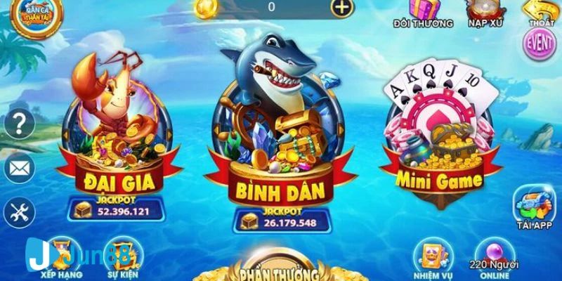 Các phòng có trong game săn cá Thần Tài